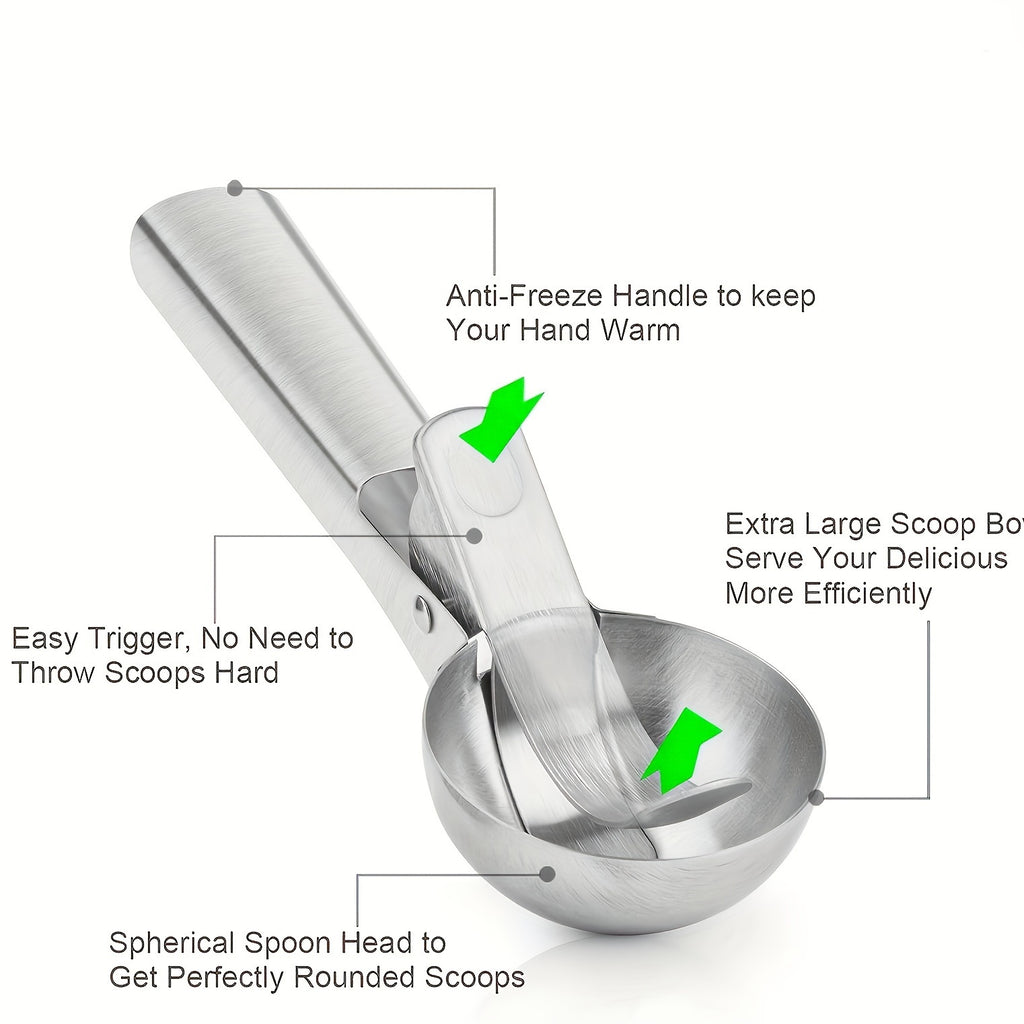 1pc Stainless Steel Dual-Purpose Ice Cream Scoop, Multi-Function Fruit Scoop, Portable For Home, Restaurant, Outdoor Camping And Picnic