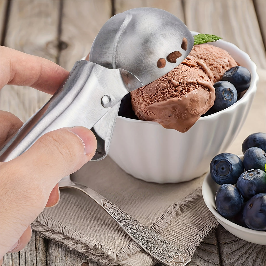 1pc Stainless Steel Dual-Purpose Ice Cream Scoop, Multi-Function Fruit Scoop, Portable For Home, Restaurant, Outdoor Camping And Picnic