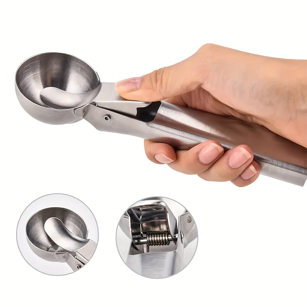 1pc Stainless Steel Dual-Purpose Ice Cream Scoop, Multi-Function Fruit Scoop, Portable For Home, Restaurant, Outdoor Camping And Picnic