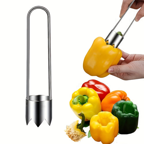 1/2/3pcs Stainless Steel Fruit & Vegetable Corer Tool - Efficient Kitchen Gadget for Cucumbers, Bell Peppers, Apples, Tomatoes, Jalapenos - Durable, Easy-to-Use Core Remover for Home Cooking, Core Removal Tool | Streamlined Design | Stainless Steel Tool